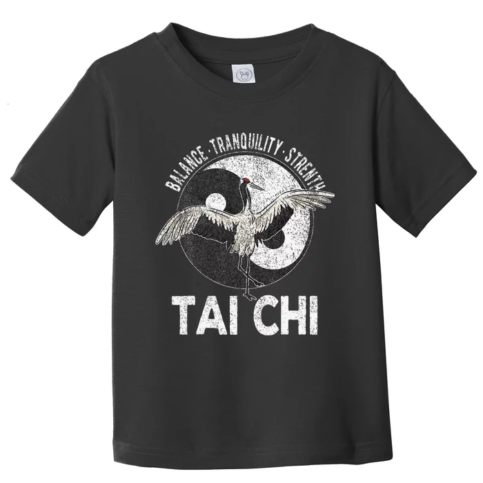 Tai Chi Yin Yang Crane Chinese Martial Arts Retro Vintage Toddler T-Shirt