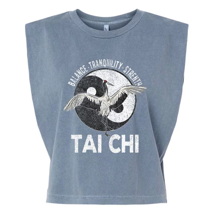 Tai Chi Yin Yang Crane Chinese Martial Arts Retro Vintage Garment-Dyed Women's Muscle Tee