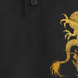 Traditional Chinese Yellow Dragon Tribal Dry Zone Grid Performance Polo