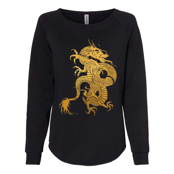 Traditional Chinese Yellow Dragon Tribal Womens California Wash Sweatshirt