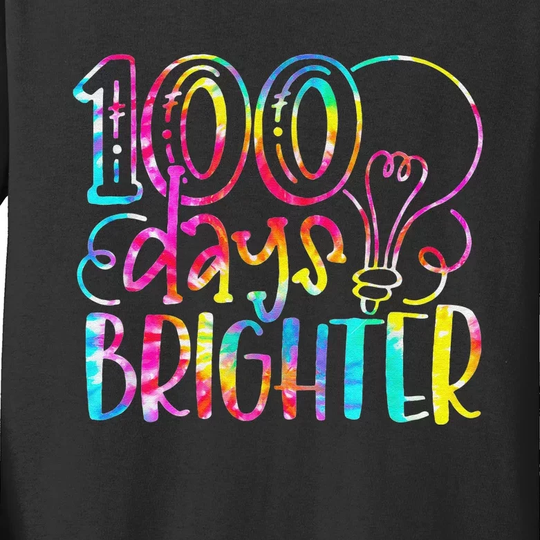 Tie Dye 100 Days Brighter Student Happy 100th Day Of School Kids Long Sleeve Shirt