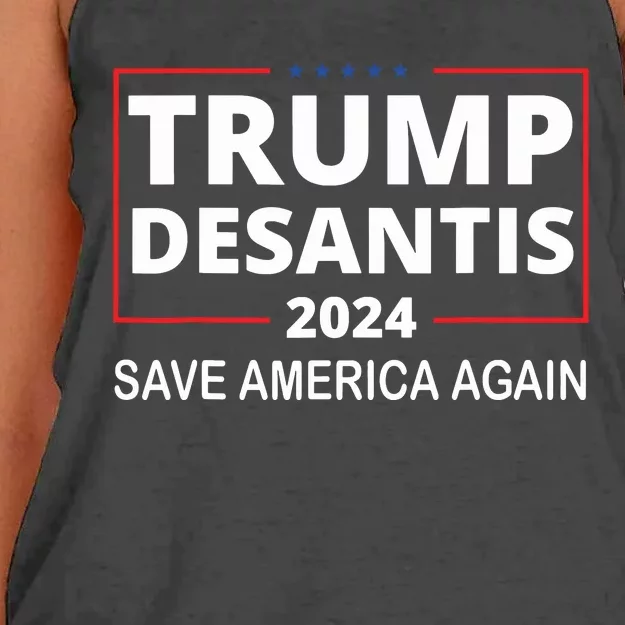 Trump Desantis 2024 Save America Again Republican Election Women's Knotted Racerback Tank