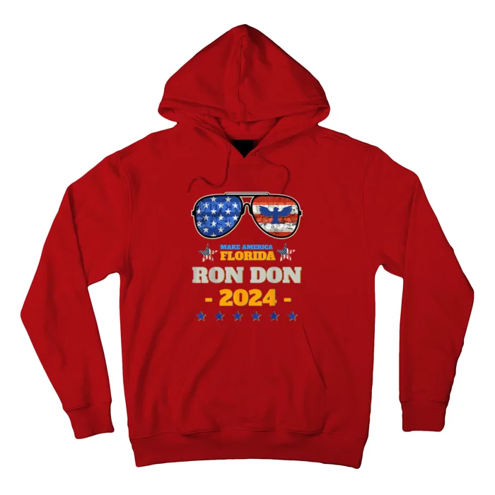 Trump Desantis 2024 Ron Don 24' American Flag Flamingo Stars Hoodie