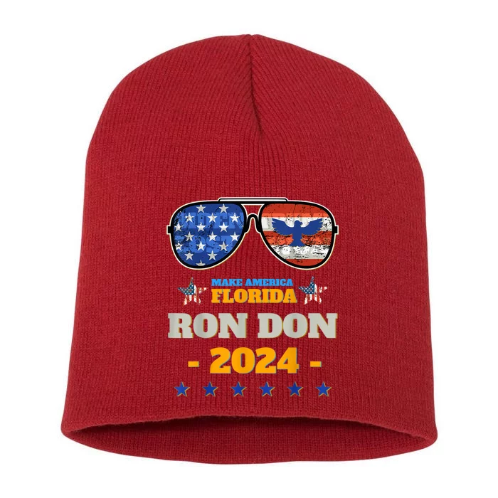 Trump Desantis 2024 Ron Don 24' American Flag Flamingo Stars Short Acrylic Beanie