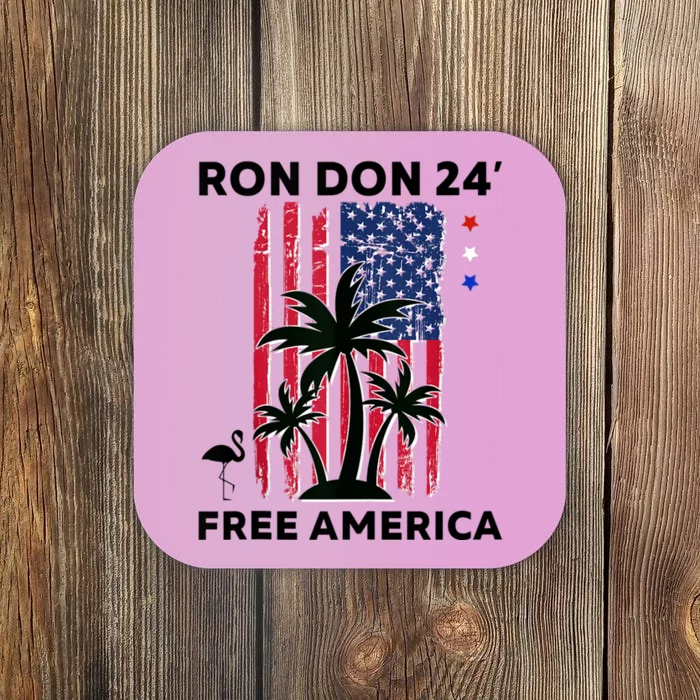 Trump DeSantis 2024 Ron Don 24 American Flag Flamingo Stars Coaster