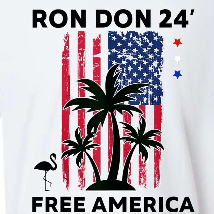 Trump DeSantis 2024 Ron Don 24 American Flag Flamingo Stars Sueded Cloud Jersey T-Shirt