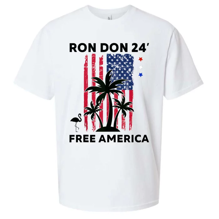 Trump DeSantis 2024 Ron Don 24 American Flag Flamingo Stars Sueded Cloud Jersey T-Shirt