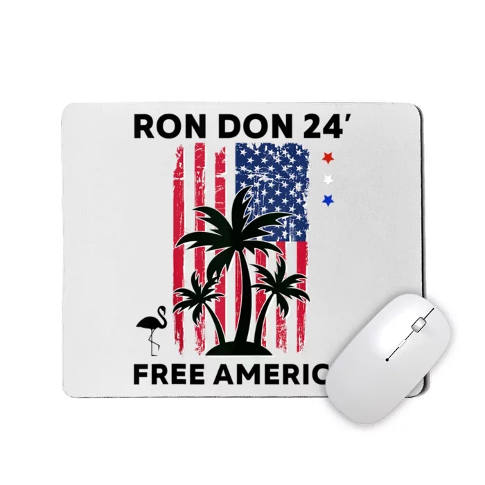 Trump DeSantis 2024 Ron Don 24 American Flag Flamingo Stars Mousepad