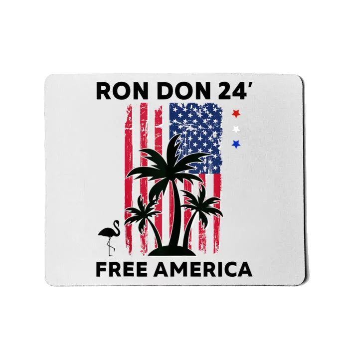 Trump DeSantis 2024 Ron Don 24 American Flag Flamingo Stars Mousepad