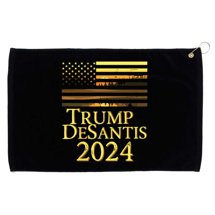 Trump DeSantis 2024 American Flag Vintage Distressed Sunset Grommeted Golf Towel