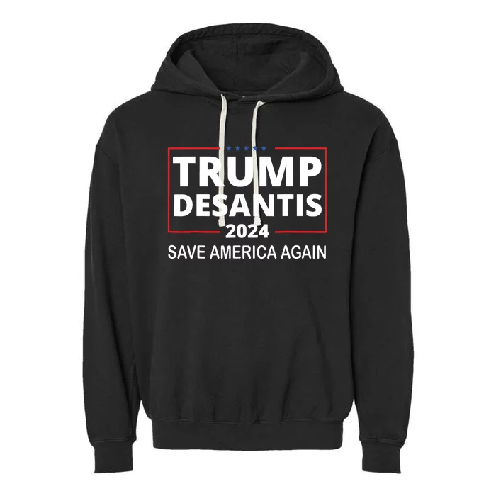 Trump Desantis 2024 Save America Again Republican Election Garment-Dyed Fleece Hoodie