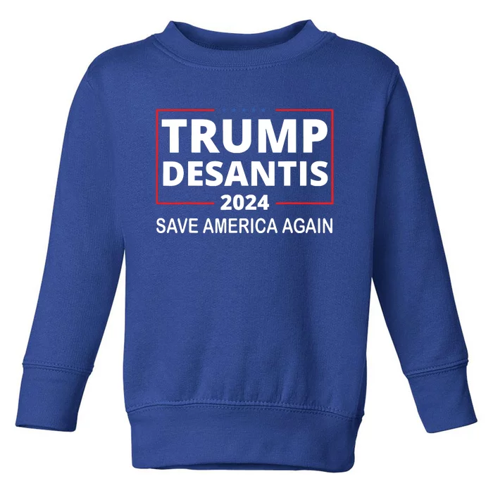 Trump Desantis 2024 Save America Again Republican Election Toddler Sweatshirt