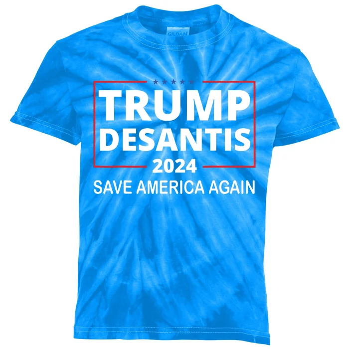 Trump Desantis 2024 Save America Again Republican Election Kids Tie-Dye T-Shirt