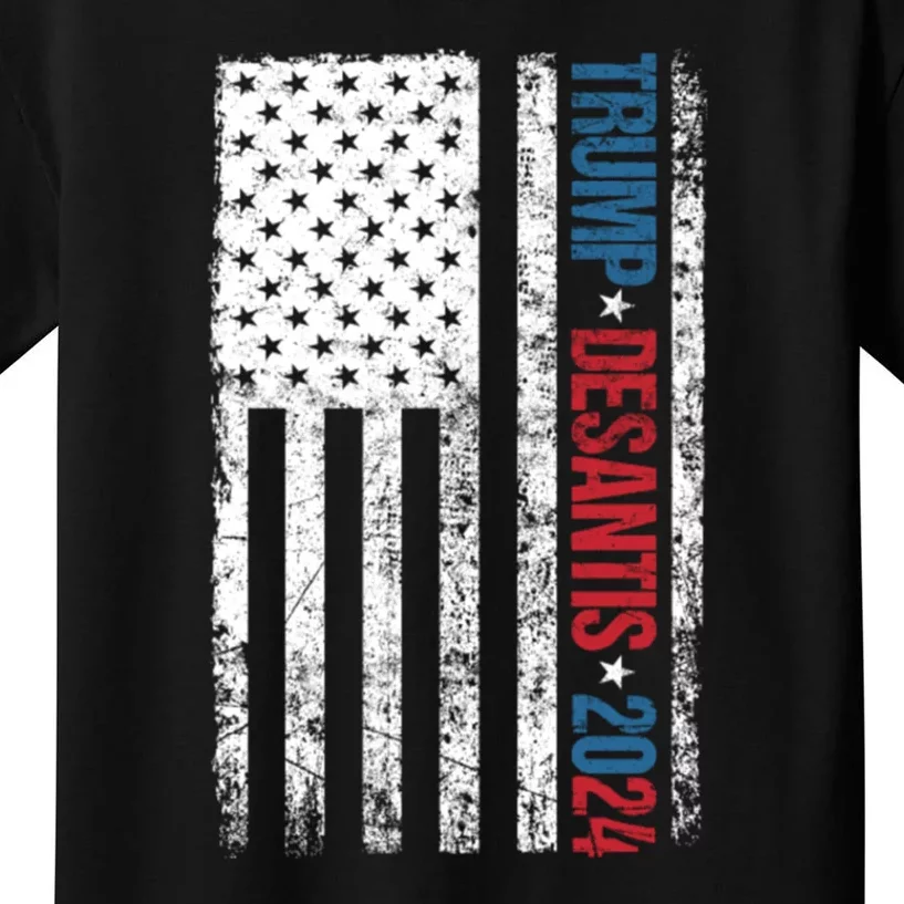 Trump Desantis 2024 American Flag Kids T-Shirt