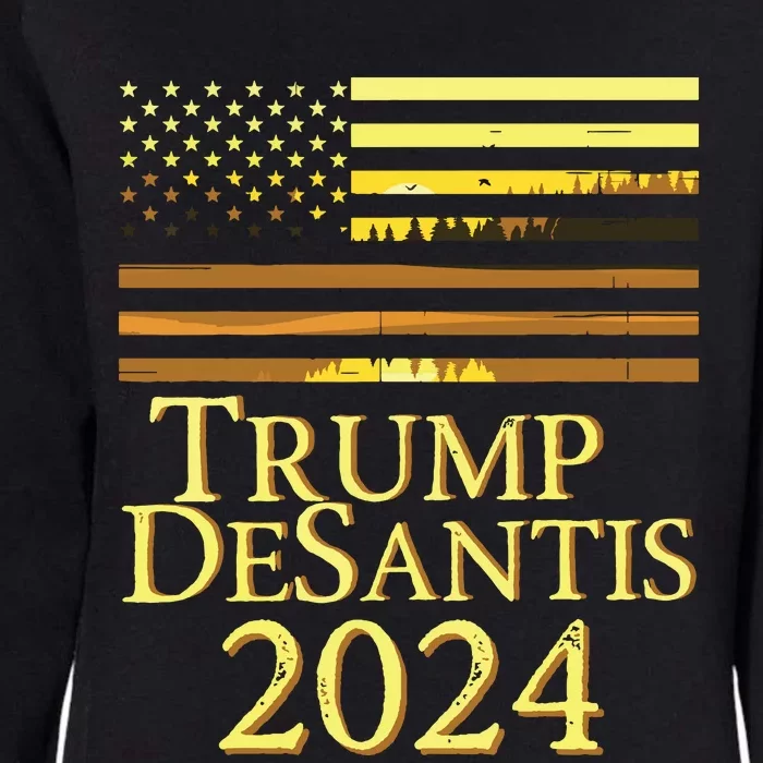 Trump Desantis 2024 American Flag Vintage Distressed Sunset Womens California Wash Sweatshirt