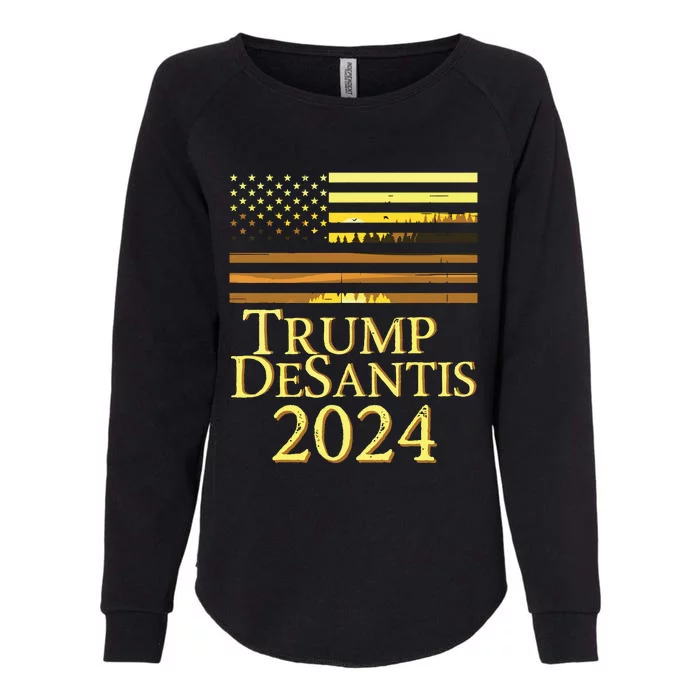 Trump Desantis 2024 American Flag Vintage Distressed Sunset Womens California Wash Sweatshirt