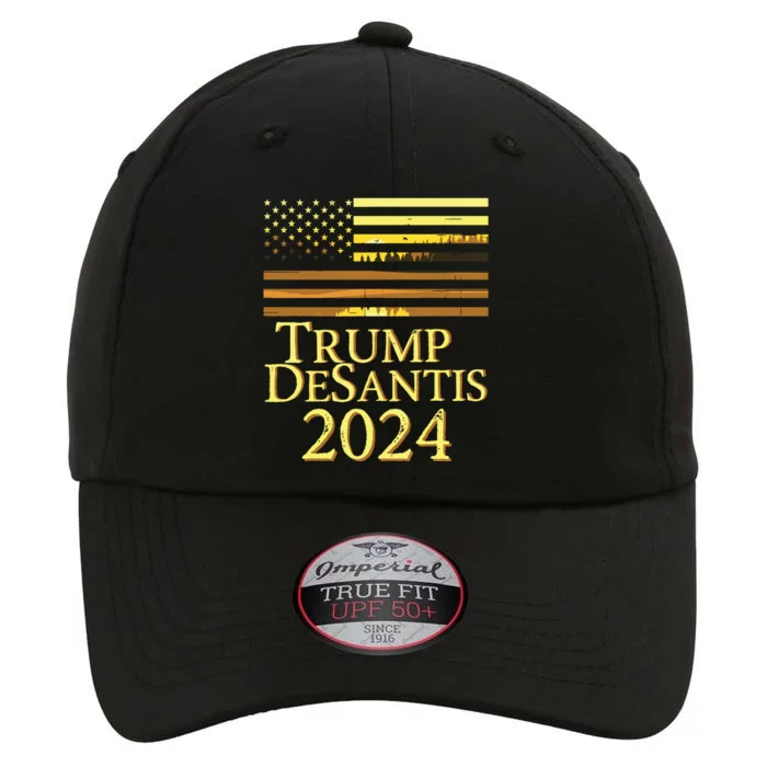 Trump Desantis 2024 American Flag Vintage Distressed Sunset The Original Performance Cap