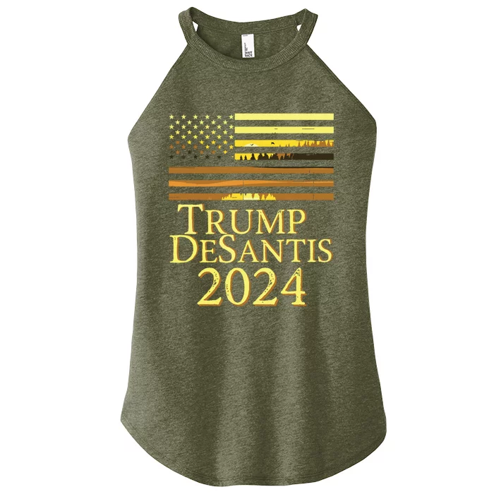 Trump Desantis 2024 American Flag Vintage Distressed Sunset Women’s Perfect Tri Rocker Tank