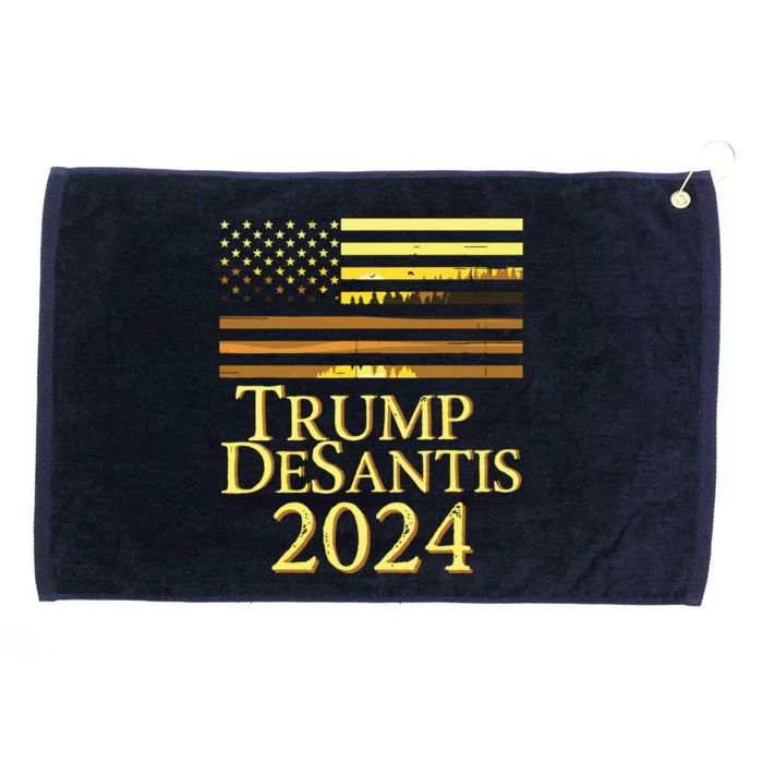 Trump Desantis 2024 American Flag Vintage Distressed Sunset Grommeted Golf Towel