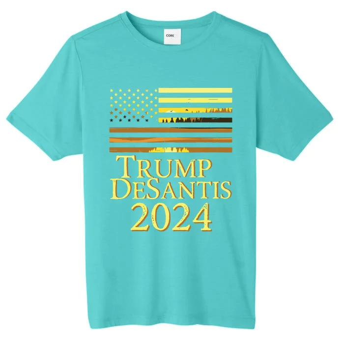 Trump Desantis 2024 American Flag Vintage Distressed Sunset ChromaSoft Performance T-Shirt