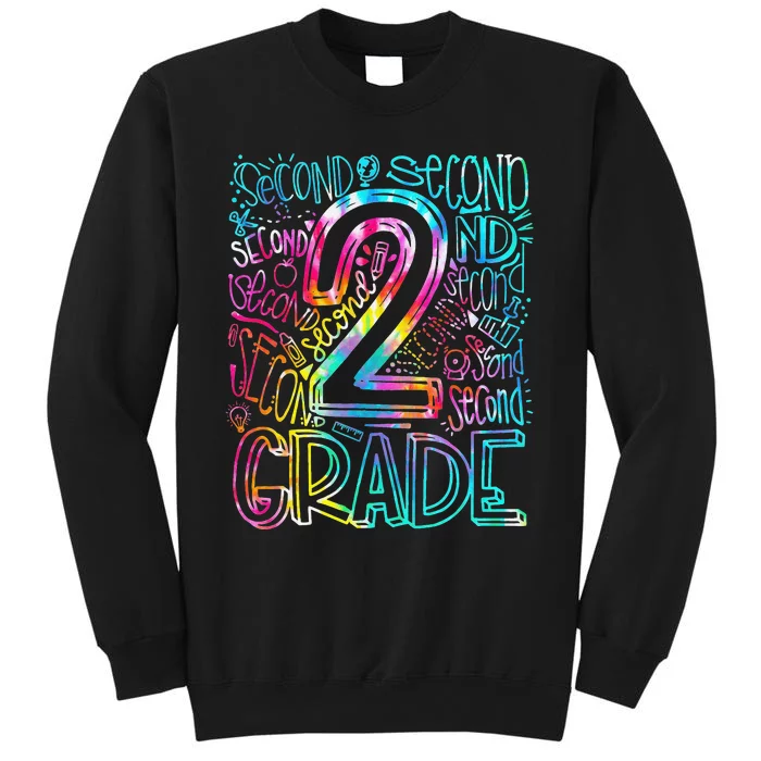 Tie Dye 2nd Grade Typography Team Second Grade Teacher Sweatshirt