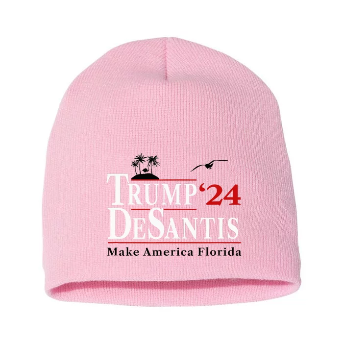 Trump Desantis 2024 Make America Florida Flamingo Seagull Short Acrylic Beanie