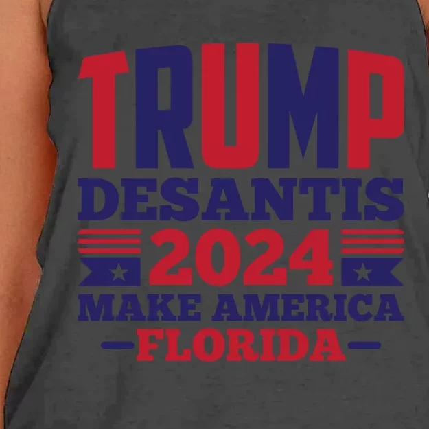 Trump Desantis 2024 Make America Florida Graphic Women's Knotted Racerback Tank