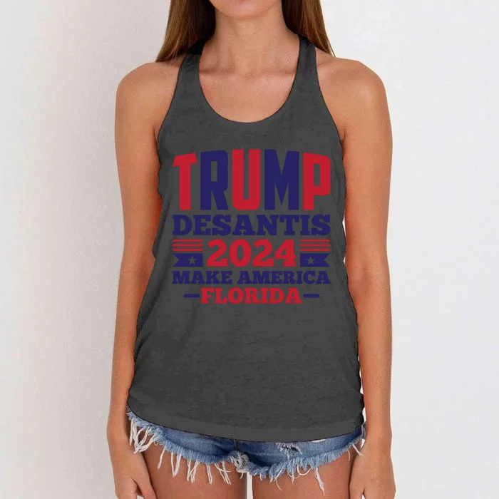 Trump Desantis 2024 Make America Florida Graphic Women's Knotted Racerback Tank