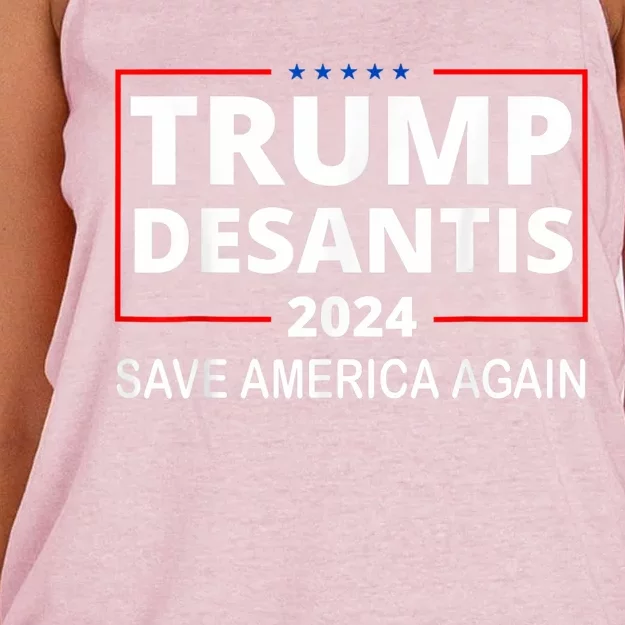 Trump Desantis 2024 Save America Again Republican Election Women's Knotted Racerback Tank