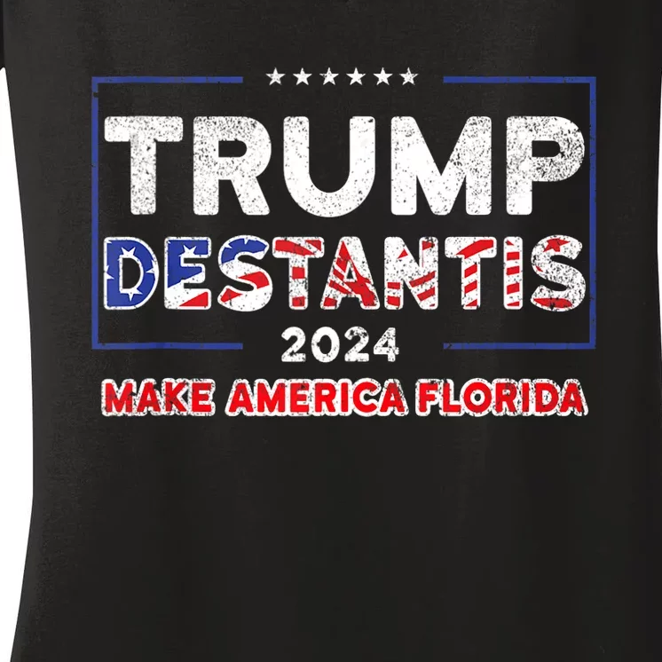 Trump DeSantis 2024 Make America Florida Election Women's V-Neck T-Shirt