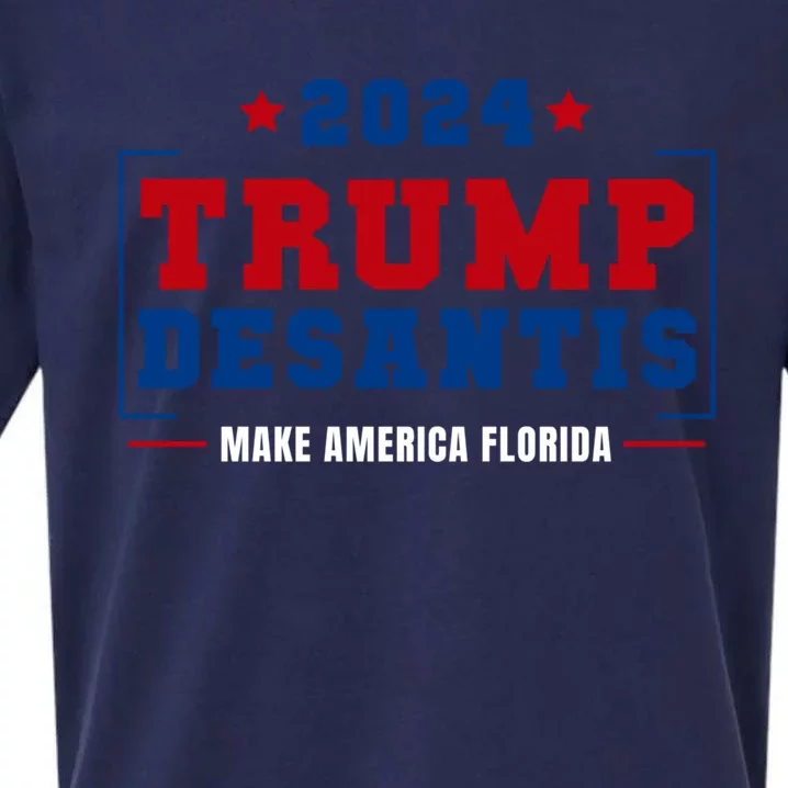 Trump Desantis 2024 Election Make America Florida Gift Sueded Cloud Jersey T-Shirt