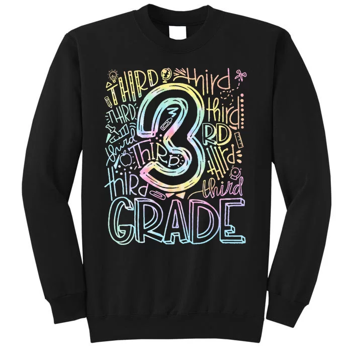 Tie Dye 3rd Grade Typography Students Teacher Back To School Sweatshirt