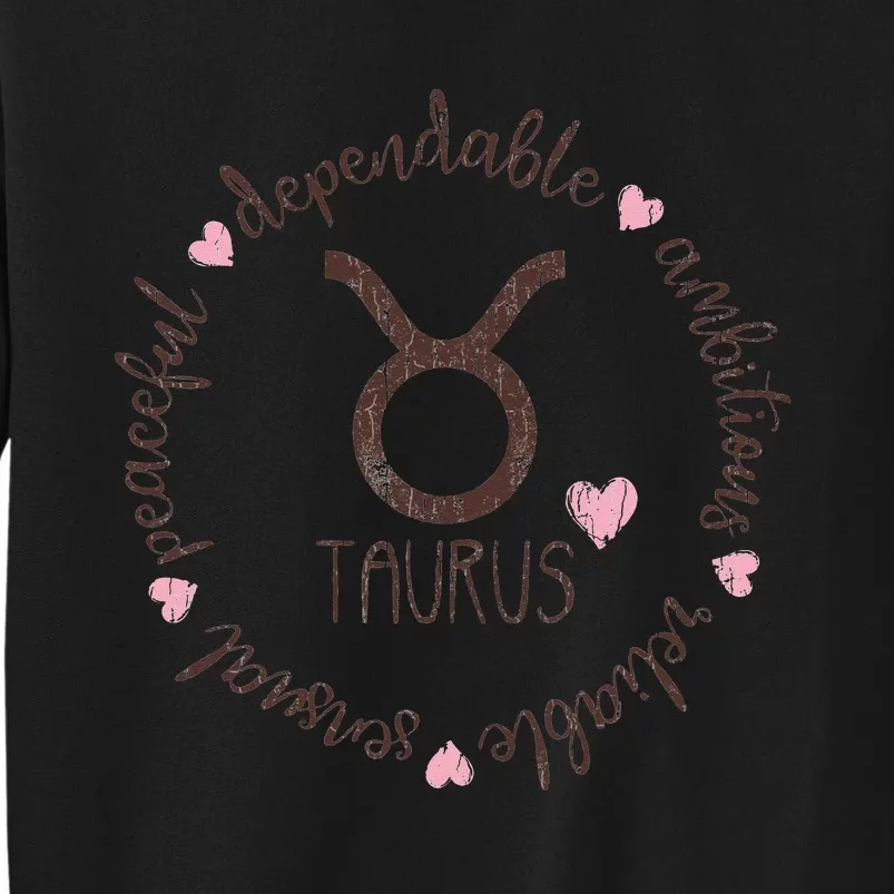 Taurus Description Apparel Wo Funny Zodiac Sign Gift Tall Sweatshirt