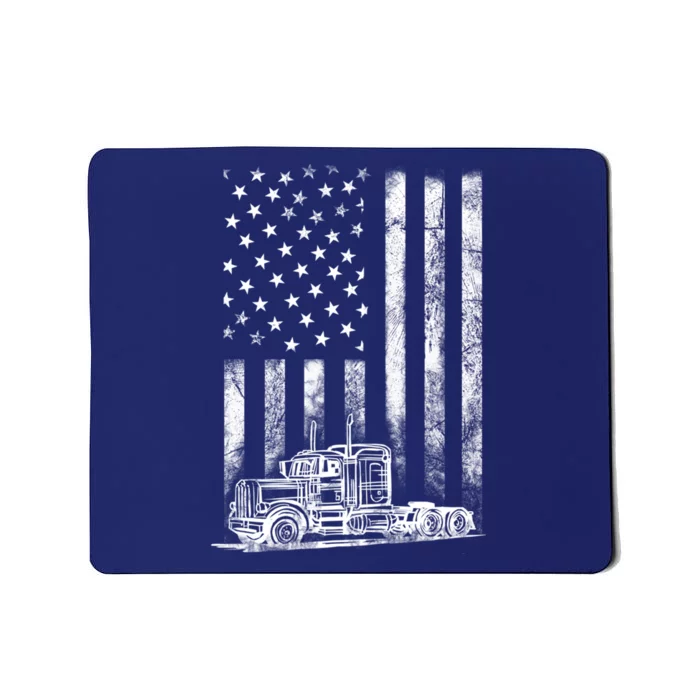 Truck Driver American Flag Trucker Vintage Gift Mousepad