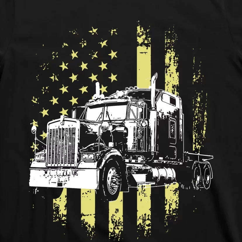 Truck Driver American Flag Trucker Gift T-Shirt