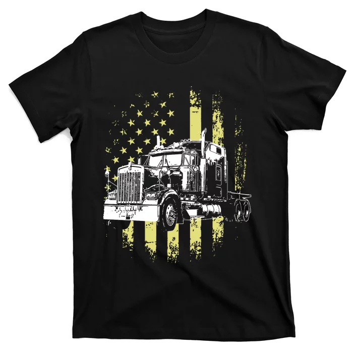 Truck Driver American Flag Trucker Gift T-Shirt