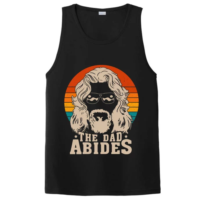 The Dad Abides Funny Fathers Day Retro Performance Tank