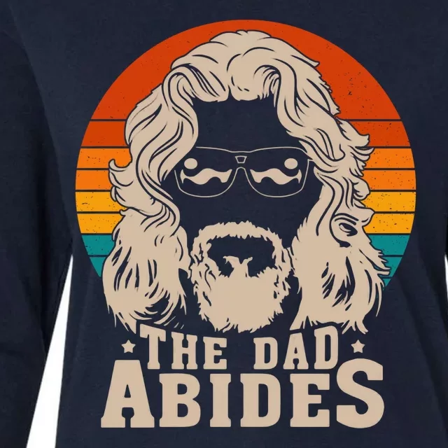 The Dad Abides Funny Fathers Day Retro Womens Cotton Relaxed Long Sleeve T-Shirt