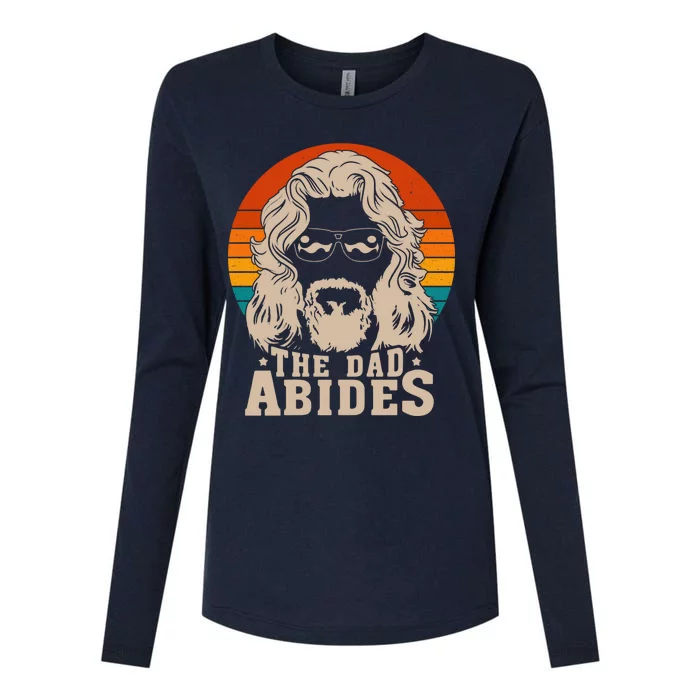 The Dad Abides Funny Fathers Day Retro Womens Cotton Relaxed Long Sleeve T-Shirt