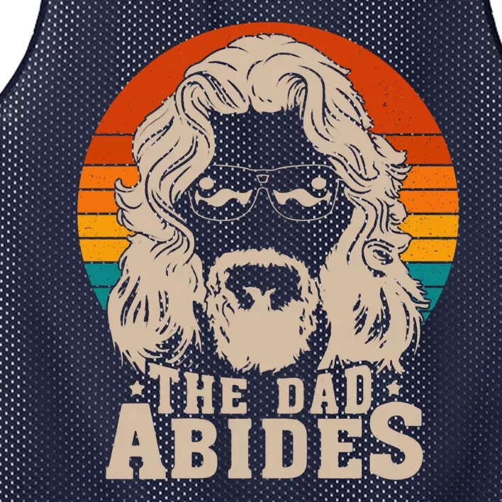 The Dad Abides Funny Fathers Day Retro Mesh Reversible Basketball Jersey Tank