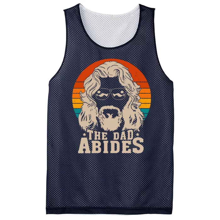 The Dad Abides Funny Fathers Day Retro Mesh Reversible Basketball Jersey Tank