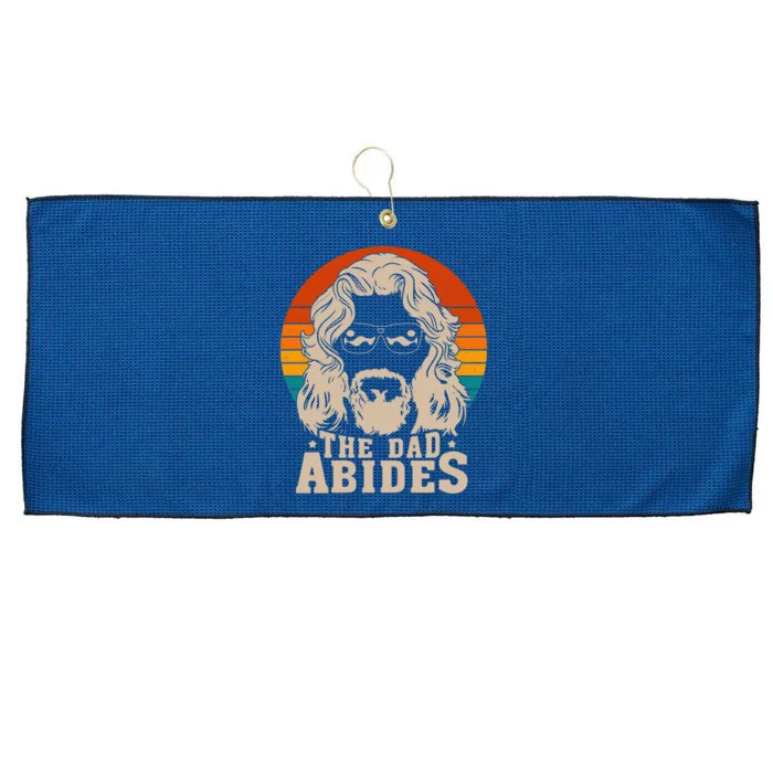 The Dad Abides Funny Fathers Day Retro Large Microfiber Waffle Golf Towel