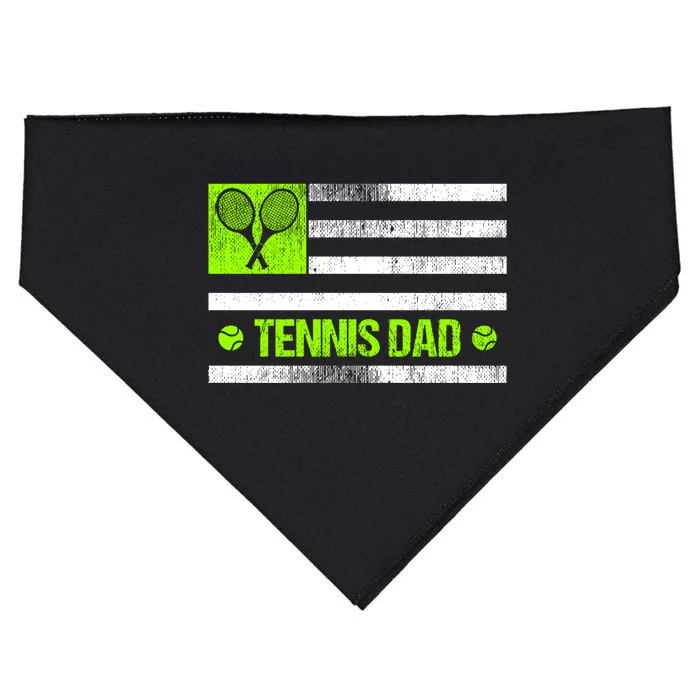 Tennis Dad American Flag Cute Gift USA-Made Doggie Bandana