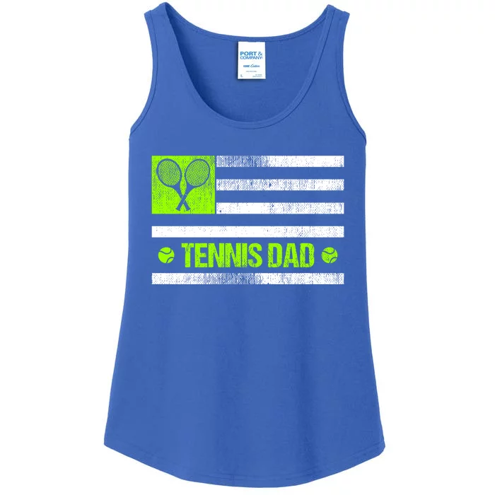 Tennis Dad American Flag Cute Gift Ladies Essential Tank