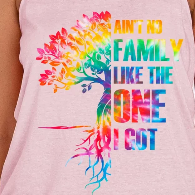 Tie Dye Aint No Family Like The One I Got Family Reunion Gift Women's Knotted Racerback Tank