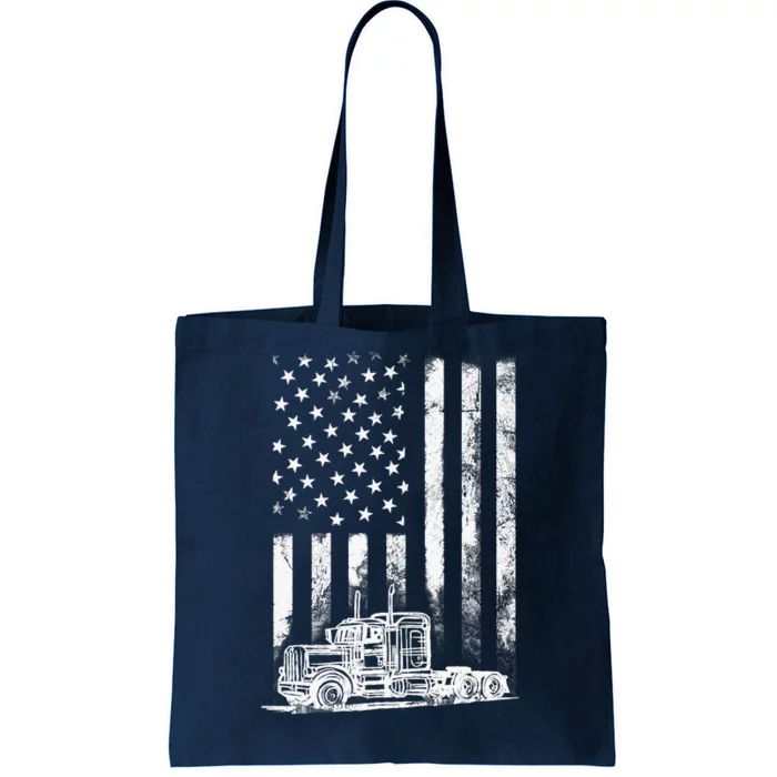 Truck Driver American Flag Trucker Vintage Gift Tote Bag