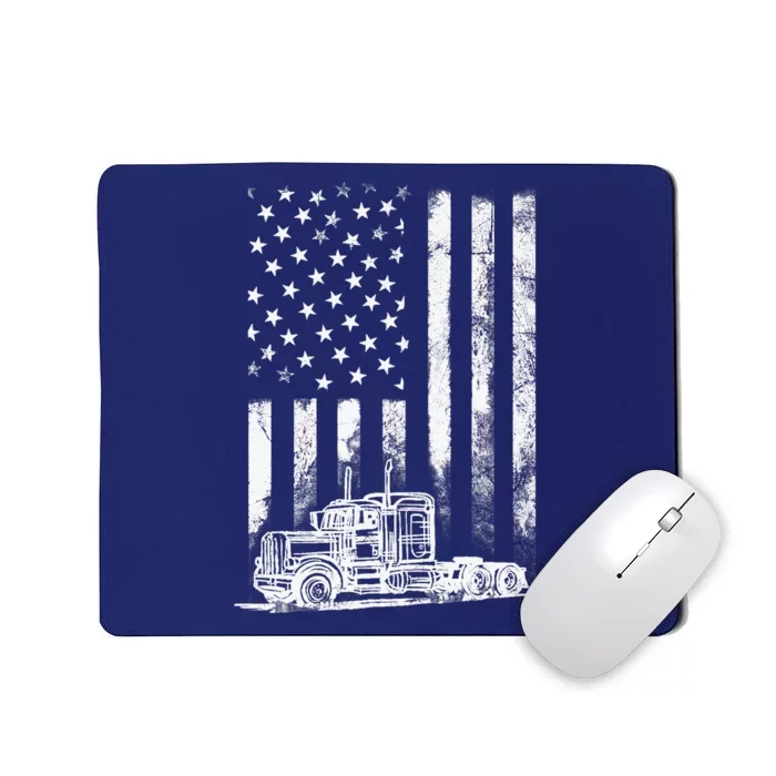 Truck Driver American Flag Trucker Vintage Gift Mousepad