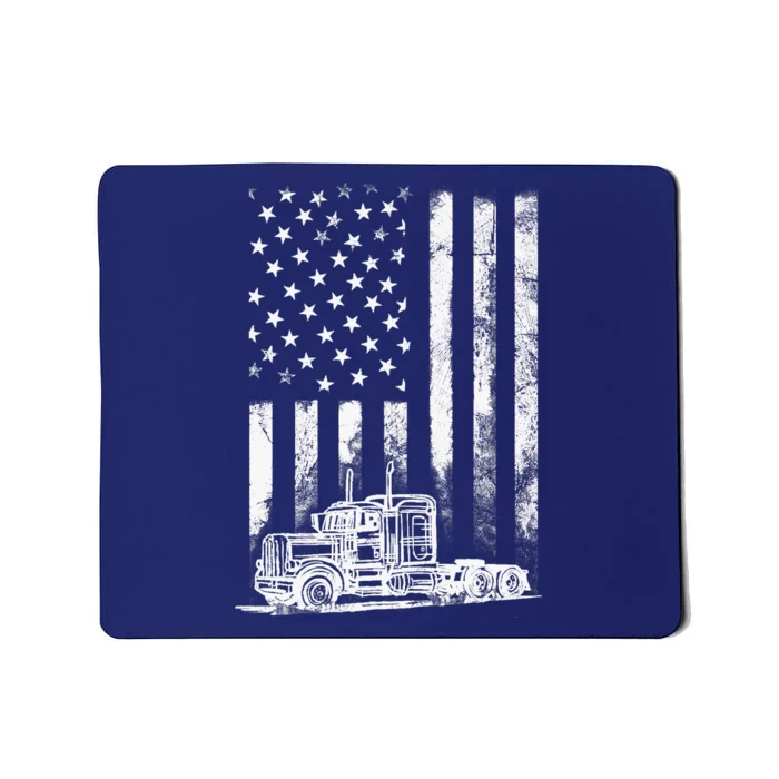 Truck Driver American Flag Trucker Vintage Gift Mousepad