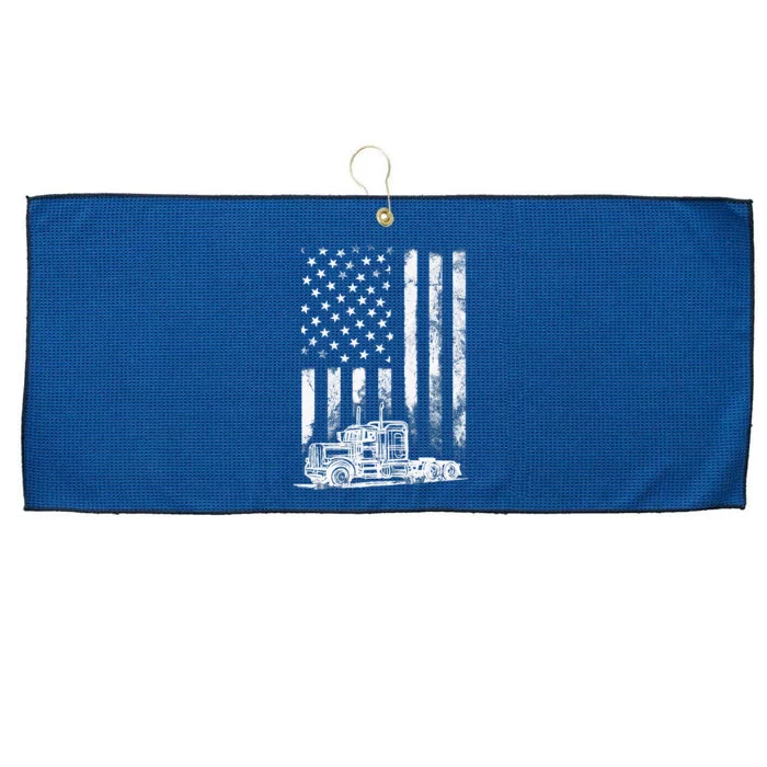 Truck Driver American Flag Trucker Vintage Gift Large Microfiber Waffle Golf Towel