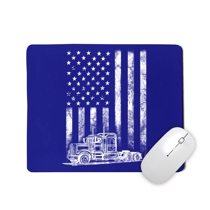 Truck Driver American Flag Trucker Vintage Gift Mousepad